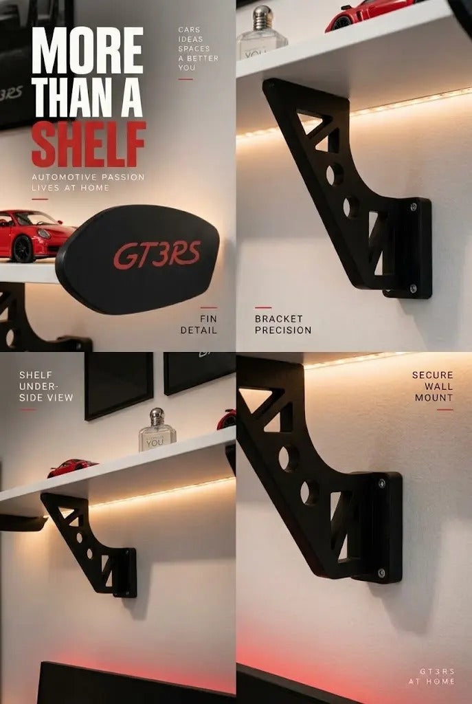 Détails : dérive GT3RS, supports ajourés et fixation murale